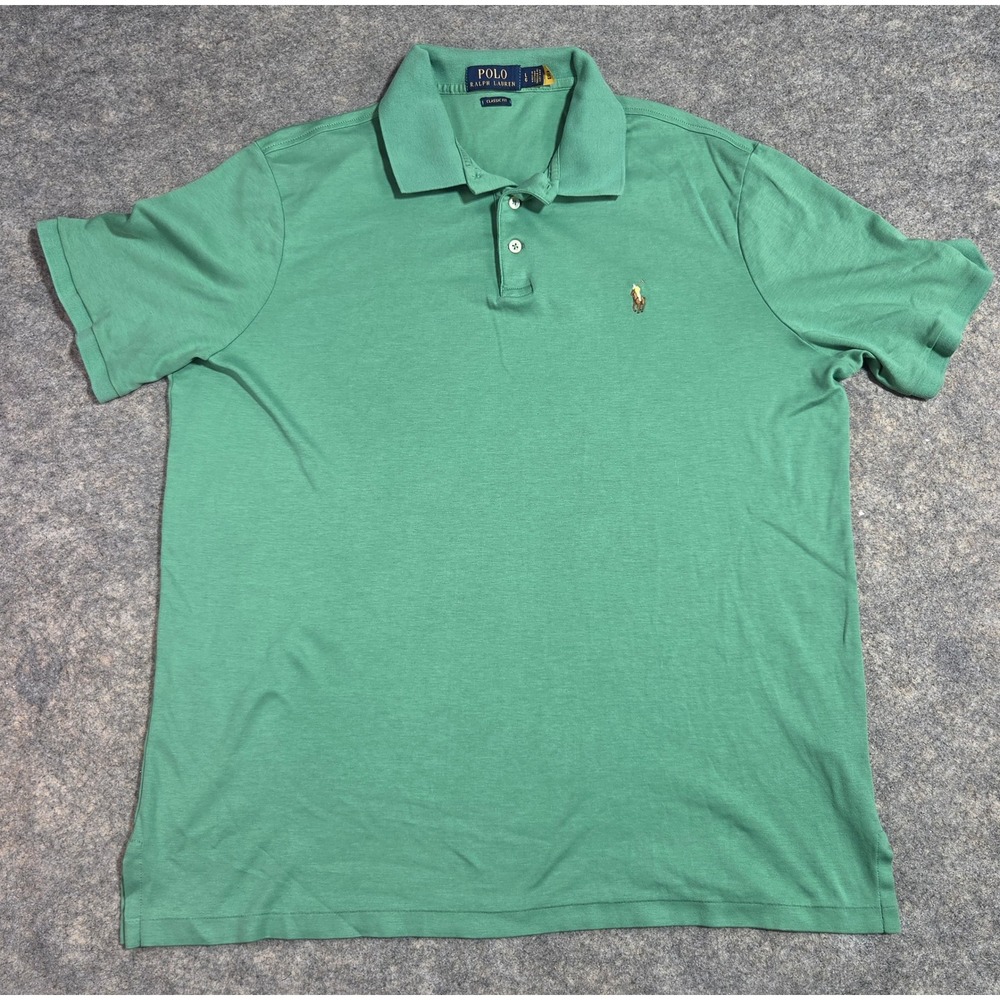 Polo Ralph Lauren Mens Classic Fit Short Sleeve Polo Shirt Green Large Flesh